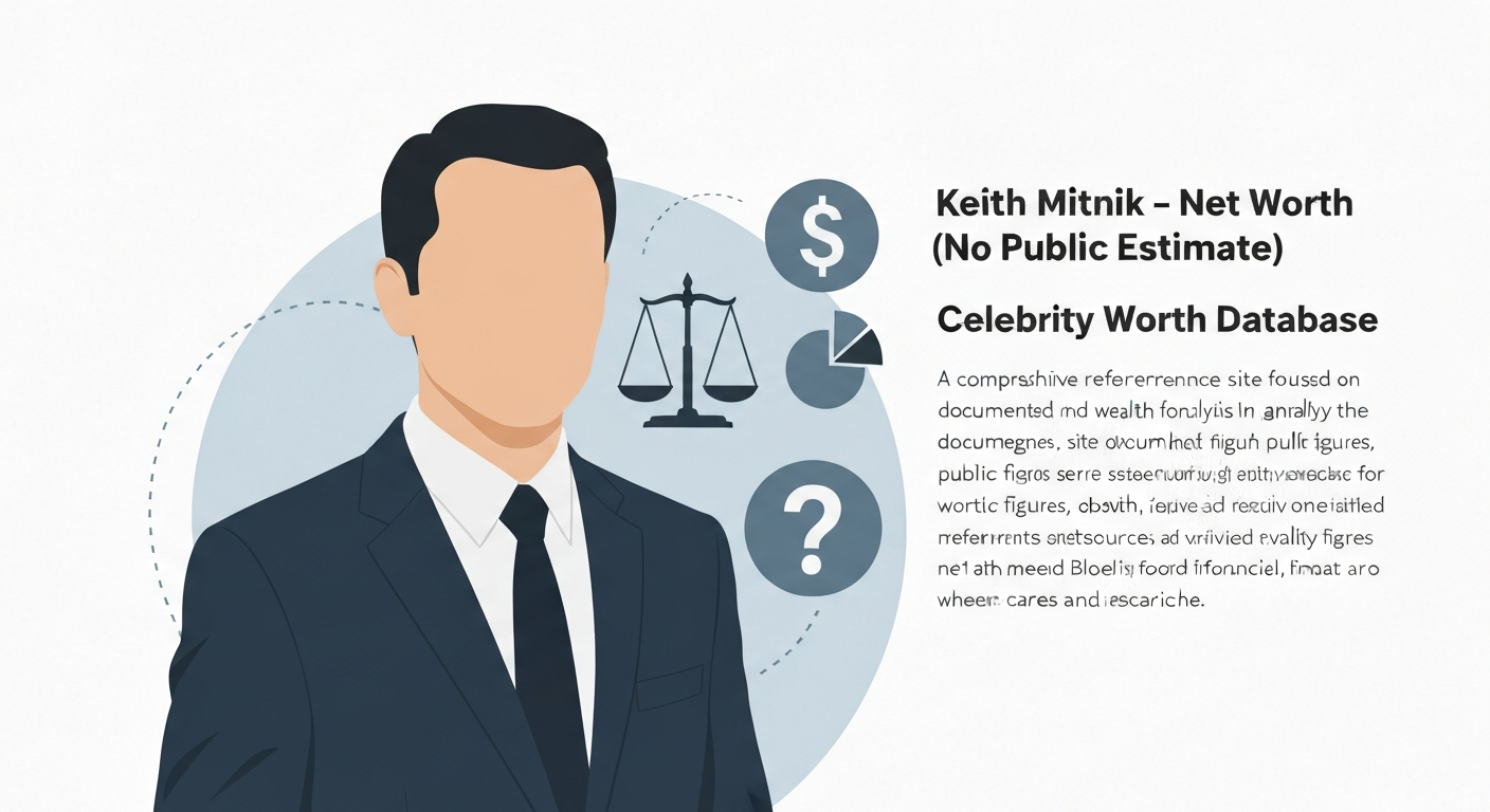 Editorial illustration of a faceless attorney silhouette with legal and financial icons representing ambiguous net worth.
